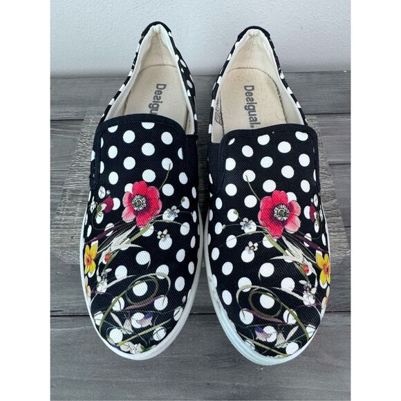 Desigual Floral Slip On Platform Sneakers Size 9 - Picture 4 of 10
